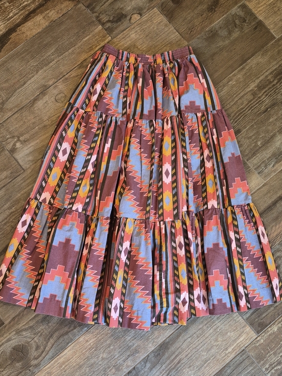 Rockmount Ranch Wear Dresses & Skirts - XXS-M Vtg Rockmount Ranch Wear Aztec Print Tiered Elastic Waist Midi Skirt